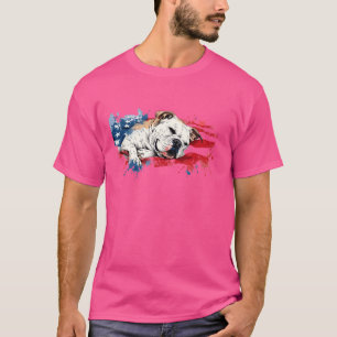 Patriotic American Flag with Dog T-Shirt