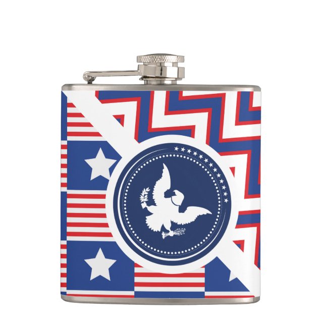 Patriotic American Flag with Eagle Flask (Front)