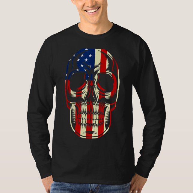 Patriotic American Flag with Skull Bundle for Men  T-Shirt (Front)