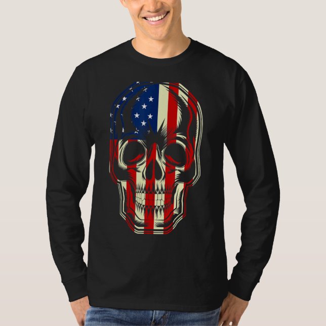 Patriotic American Flag with Skull Bundle for Men  T-Shirt (Front)