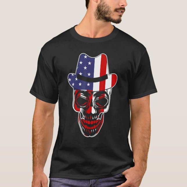 Patriotic American Flag with Skull Bundle for Men  T-Shirt (Front)