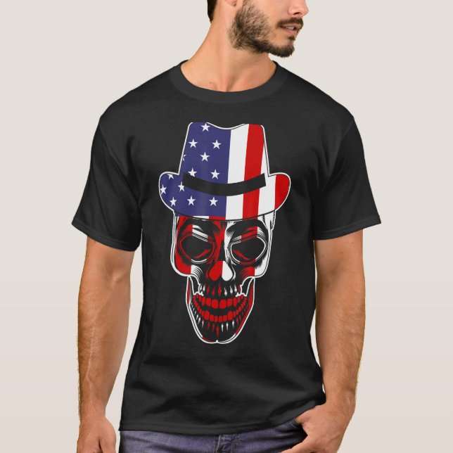Patriotic American Flag with Skull Bundle for Men  T-Shirt (Front)