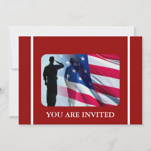 Patriotic American Flag with Veteran Soldier Invitation