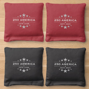 Patriotic American Flag Wood Grain Rustic USA 250 Cornhole Bags