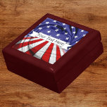 Patriotic American Flag Wood Keepsake Gift Box<br><div class="desc">Patriotic,  red,  white,  blue,  American flag,  monogrammed,  wooden and tile keepsake jewelry box.  Personalize with your name or any message you like!  Don't see what you want?  Send me a message for a custom order.</div>