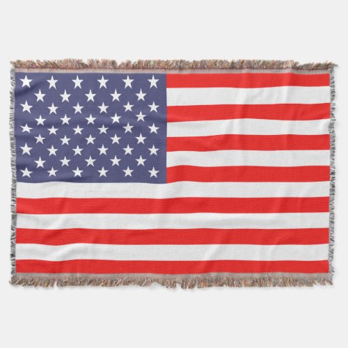 Patriotic American flag woven throw blanket