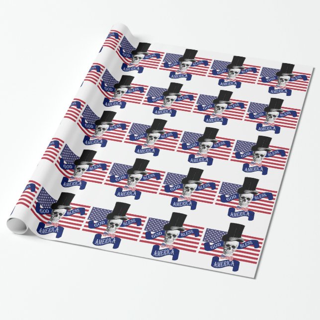 Patriotic American flag Wrapping Paper (Unrolled)