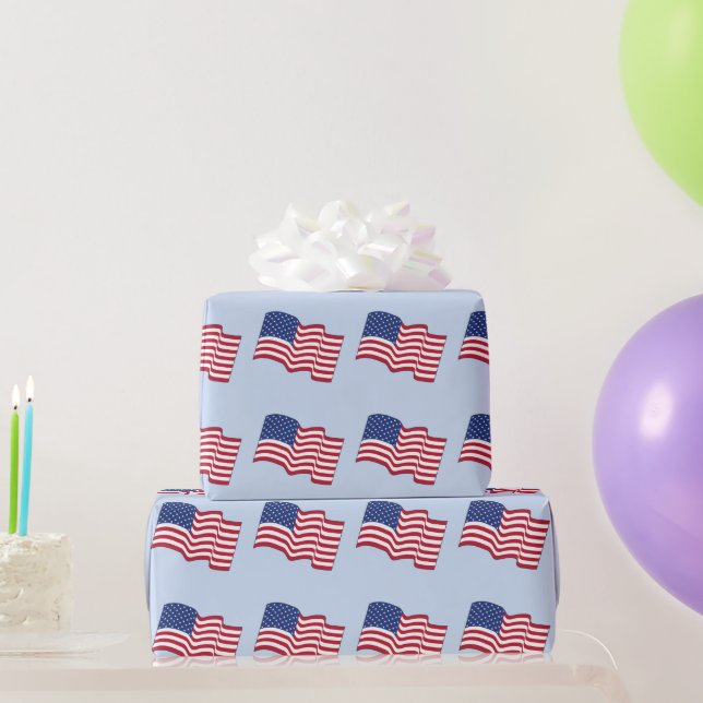 Patriotic American Flag Wrapping Paper (Party Gifts)