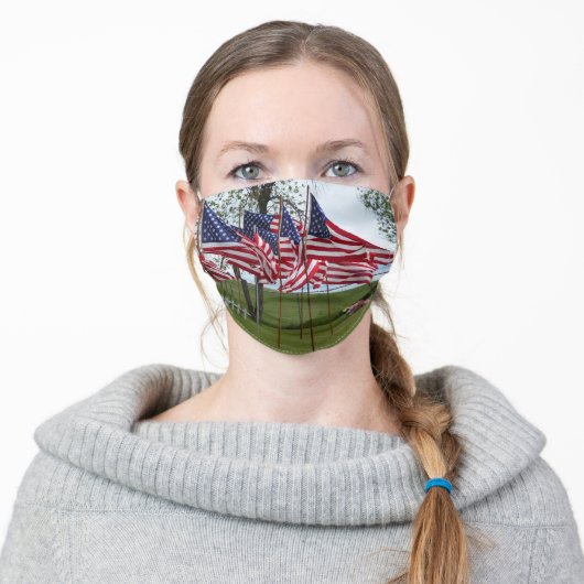 Patriotic American Flags Adult Cloth Face Mask (Worn)