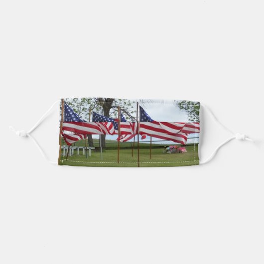 Patriotic American Flags Adult Cloth Face Mask (Front, Folded)