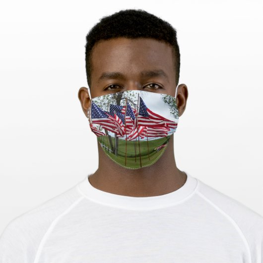 Patriotic American Flags Adult Cloth Face Mask (Worn)