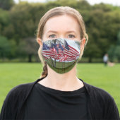 Patriotic American Flags Adult Cloth Face Mask (Outside)