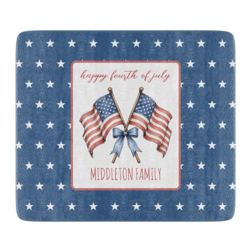Patriotic American Flags Fourth of July Cutting Board