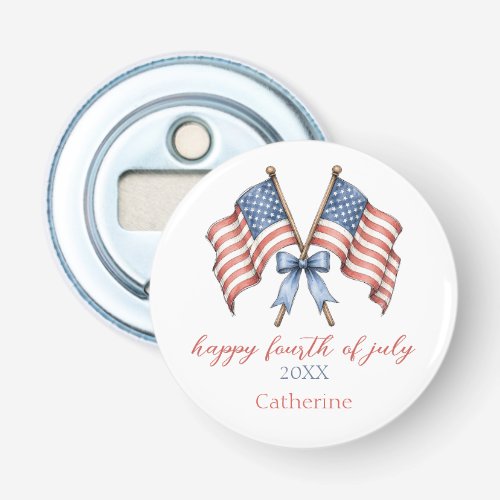 Patriotic American Flags Fourth of July Holiday Bottle Opener