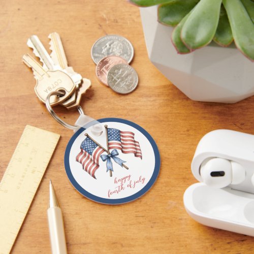 Patriotic American Flags Fourth of July Keychain