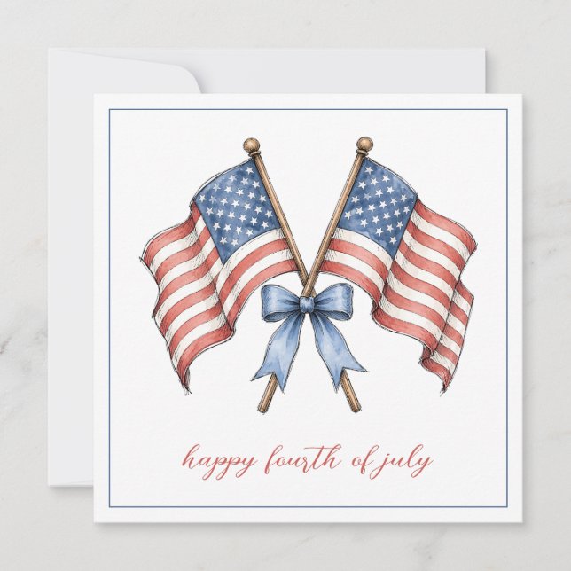 Patriotic American Flags Fourth of July Note Card (Front)