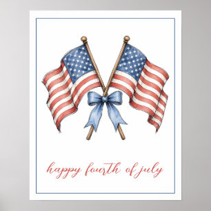 Patriotic American Flags Fourth of July Poster