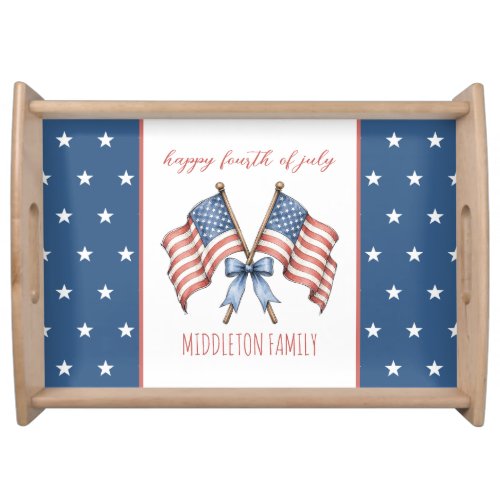 Patriotic American Flags Fourth of July Serving Tray