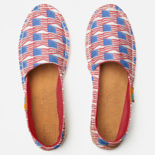 Patriotic American Flags Overlapping Pattern  Espadrilles