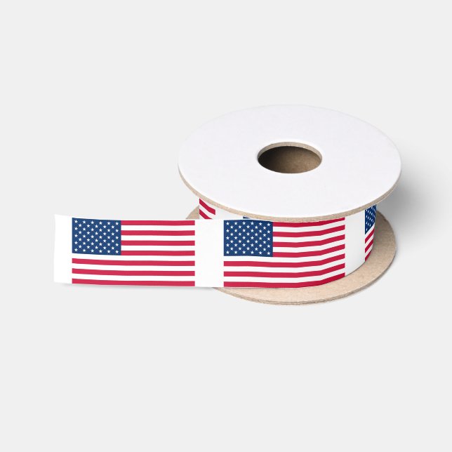 Patriotic American Flags Ribbon (Spool)