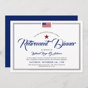 Patriotic American FlagThemed Retirement Dinner Invitation