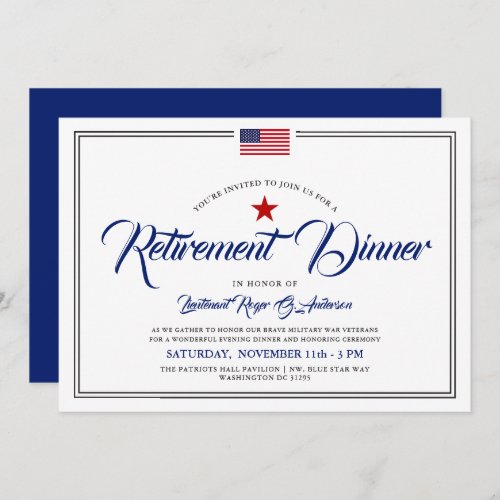 Patriotic American FlagThemed  Retirement Dinner  Invitation