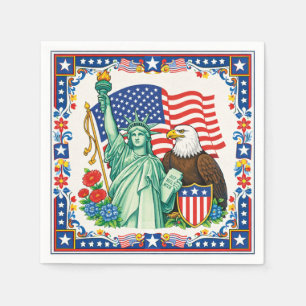 Patriotic American Folk Art Cocktail Napkins