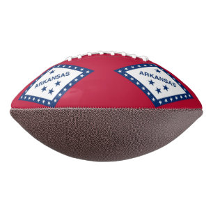 Patriotic american football with flag of Arkansas