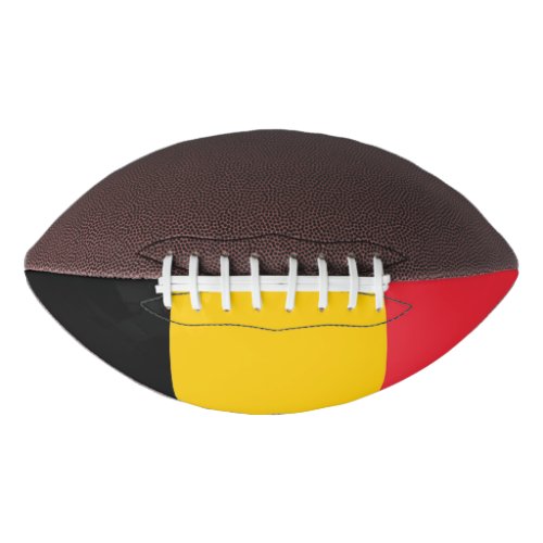 Patriotic american football with flag of Belgium