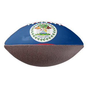 Patriotic american football with flag of Belize