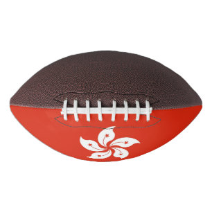 Patriotic american football with flag of Hong Kong