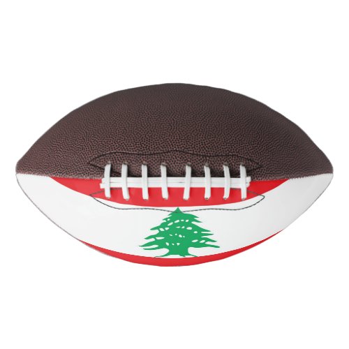 Patriotic american football with flag of Lebanon