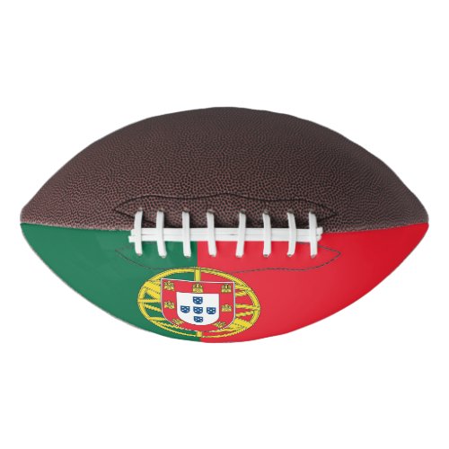 Patriotic american football with flag of Portugal