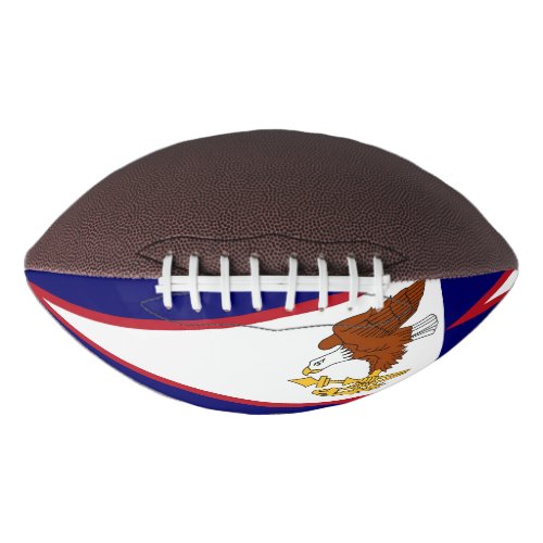 Patriotic american football with flag of Samoa