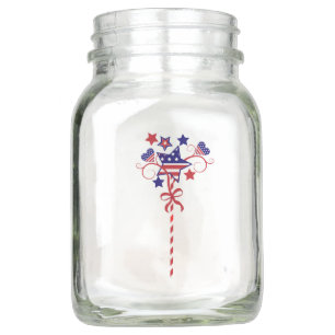 Patriotic American Fourth of July Mason Jar