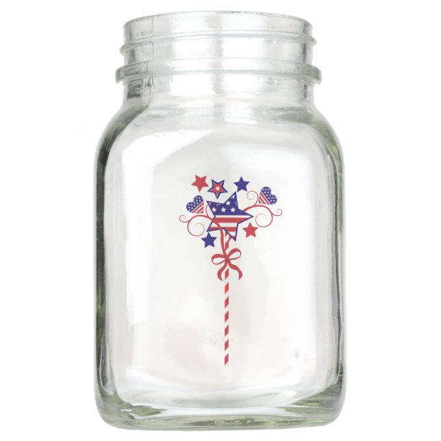 Patriotic American Fourth of July Mason Jar (Front)