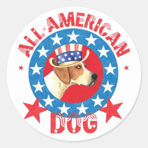 Patriotic American Foxhound Classic Round Sticker