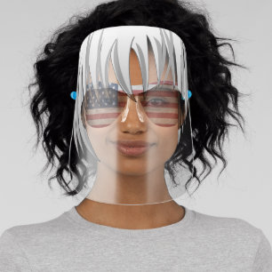 Patriotic American funny sunglasses face overlay Face Shield