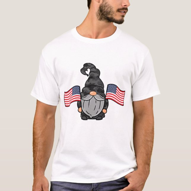 Patriotic American Gnome Men's T-Shirt (Front)
