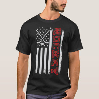 Patriotic American Goalie US Flag Hockey T-Shirt