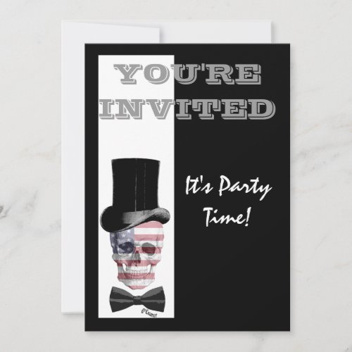 Patriotic American Gothic steampunk skull Invitation