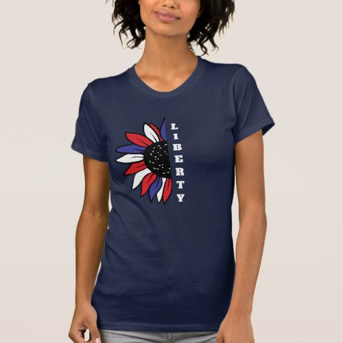 Patriotic American Half Sunflower Liberty T_Shirt