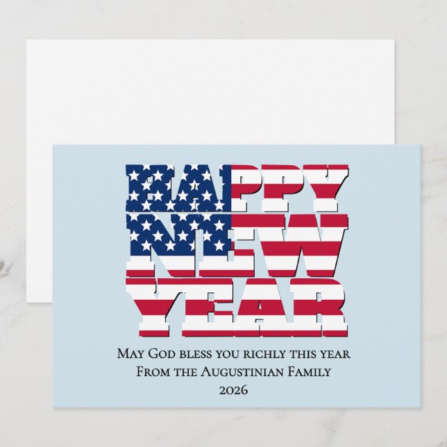 Patriotic American HAPPY NEW YEAR 2026 Holiday Card (Front/Back)