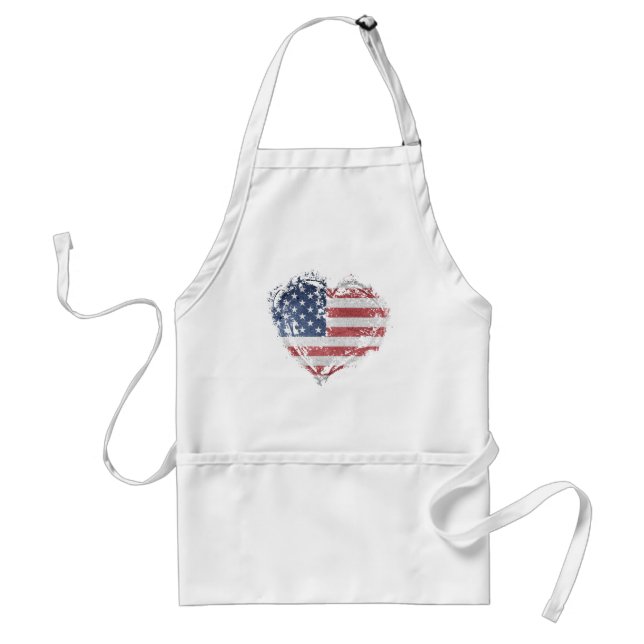 Patriotic American Heart in Grunge Adult Apron (Front)