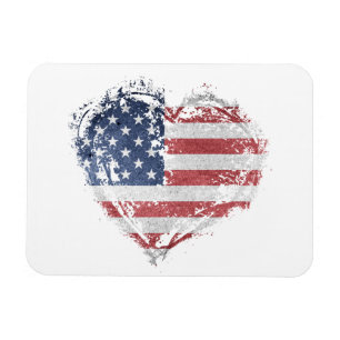 Patriotic American Heart in Grunge Magnet