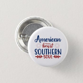 Patriotic American Heart Southern Soul Word Art  Button by DoodlesHolidayGifts at Zazzle