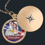 Patriotic American Icon photo template Locket Necklace<br><div class="desc">Easily personalize this patriotic American icons and flag design by adding your own photo of your loved one and name or text to the templates to make a unique customized product. Visit the PHOTOGIFTZ STORE for matching products. The template photo image text and can easily be replaced with your own,...</div>