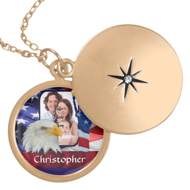 Patriotic American Icon photo template Locket Necklace (Front)