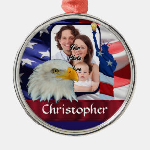 Patriotic American Icon photo template Metal Ornament
