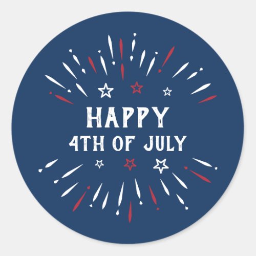 Patriotic American Independence Day 4th Of July Classic Round Sticker